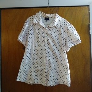 Torrid red and white polka dot button up top